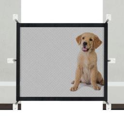 Pet Folding Malha Respirável Playpen, Dog Cerca de Segurança, Rede Isolada, Escadas Portão, Cão Barreira, 4Pcs Gancho, Novo - Image 6