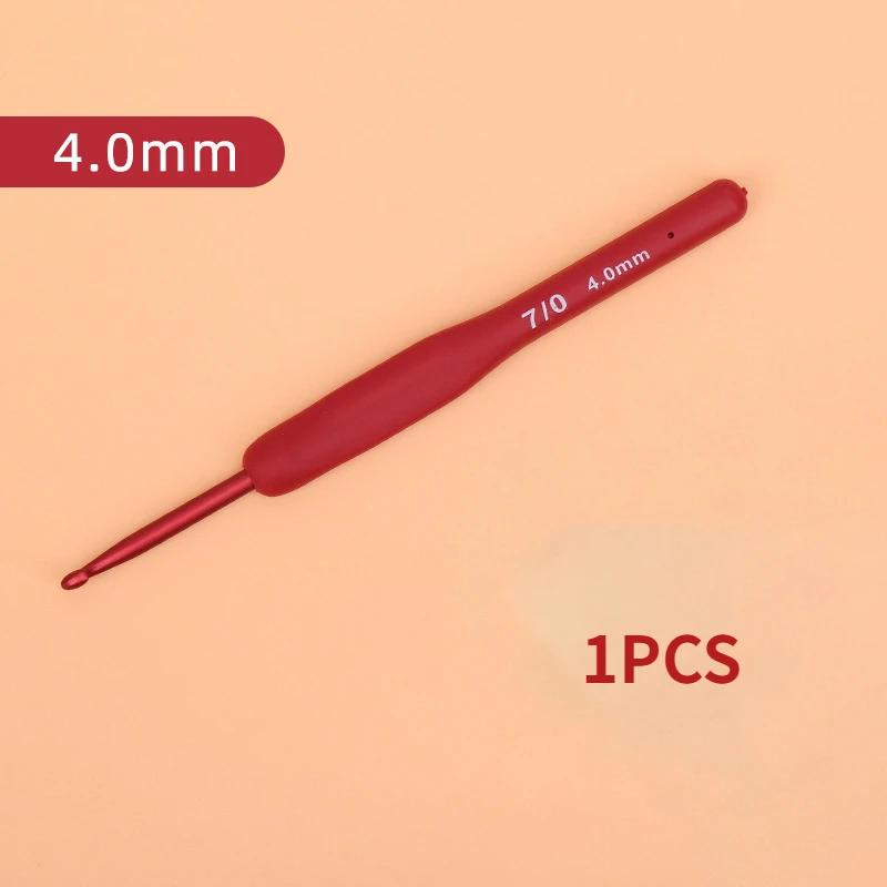 Agulha de Crochet de alumínio com alça de silicone Ganchos de crochê vermelho DIY Agulhas de tricô para camisola Ferramenta de costura Weave - Image 1