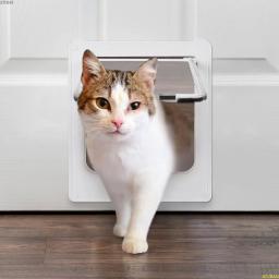 Porta interior para cães e gatos, fechadura rotativa de 4 vias, fecho magnético, porta interior para animais de estimação para cães e gatos, porta grande resistente às intempéries - Image 2