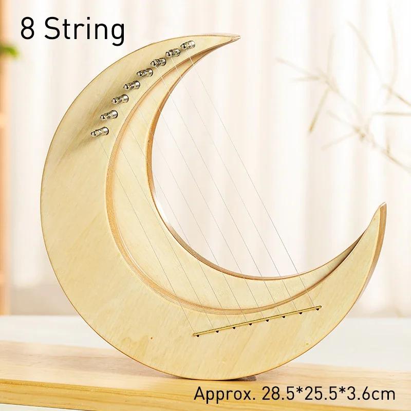 Moon Shape Portable Lyre Harp for Music Lovers, High-End Orpus, Celestial Lyre Piano, Instrumentos de Cordas, Madeira Branca, 8 Cordas - Image 1