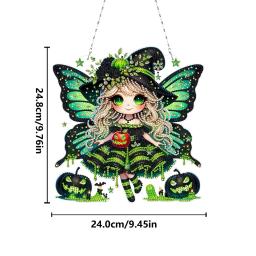 Dupla Face Forma Especial Pendurado Pingente, Halloween Goblin, 5D Pontos, DIY, artesanato, pintura - Image 6