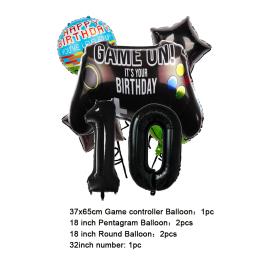 Preto e Branco Jogos de Vídeo Tema Festa de Aniversário Conjuntos Descartáveis, Controlador de Video Game, Banner de Balão para Crianças - Image 6