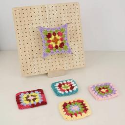 Kit de placa de bloqueio de crochê de bambu de madeira com pinos de haste de aço inoxidável para tricô de lã costura artesanato diy presentes práticos - Image 1