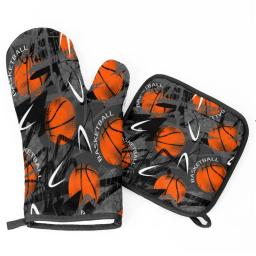 Conjuntos de luvas e panelas para forno de basquete, suporte para luvas de cozinha, resistente ao calor, para micro-ondas, churrasco, grelhar - Image 1