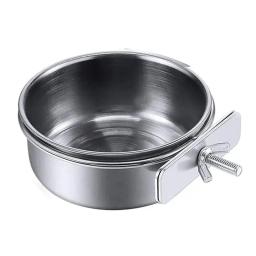 Tigelas de aço inoxidável para pássaros Alimentador de papagaio Copos de prato Gaiola de pássaro Tigela de comida de água Coop Cup with Clamp Suporte para papagaios - Image 6