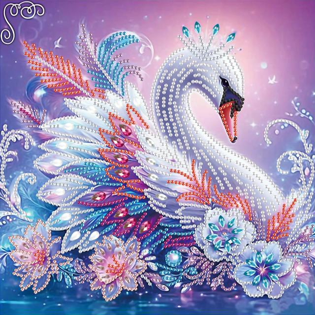 Cisnes e Flores 5D: Kits de Arte em Diamante em Forma Especial para Iniciantes - Pintura, Decoração de Parede e Presentes Criativos