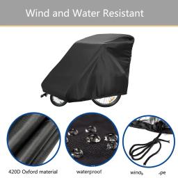 Tampa impermeável do reboque da bicicleta, 420D Oxford Bike Trailer, Tampa do armazenamento com corda Windproof, reboques ao ar livre - Image 3