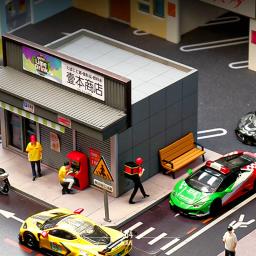 Miniatura Japonesa Loja De Conveniência Modelo De Rua, Pequena Escala, Edifício Adereços De Tiro, Decoração De Mesa De Areia, DIY, 1/64 - Image 3