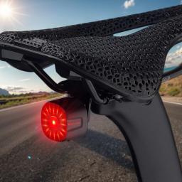 Smart Brake LED Tail Light para bicicleta, Carregamento USB, 6 engrenagens, Luz traseira, Acessórios de segurança de equitação, Mountain Road Bike - Image 3