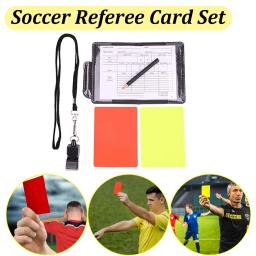 Futebol árbitro Cartões Set, apito de metal com treinador esportivo, árbitro Card Set, apito Scorebook, lápis, vermelho e amarelo - Image 1