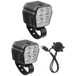 Luz de bicicleta frontal LED com buzina, Farol de carregamento USB, Luz de advertência, 2 em 1, 7 modos - Image 1