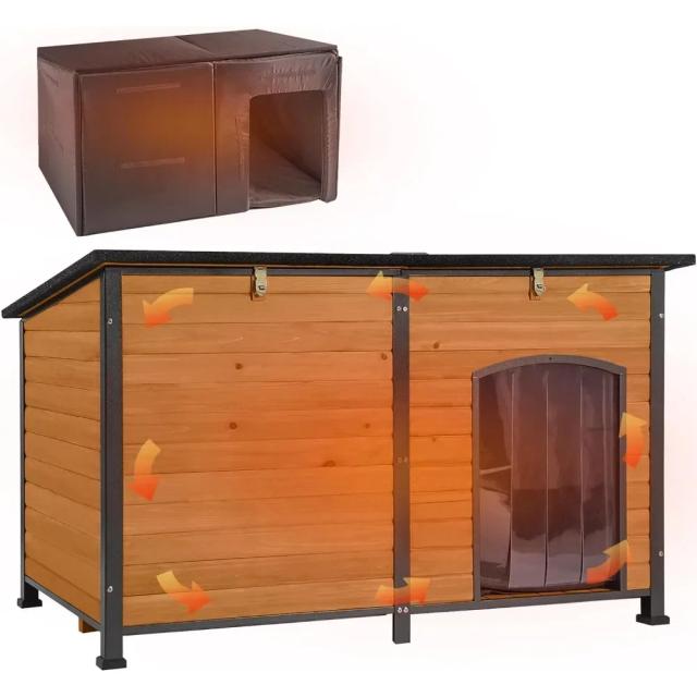 Canis, casa para cães ao ar livre 59" com isolamento extra grande para cães com forro de isolamento para o inverno, canis