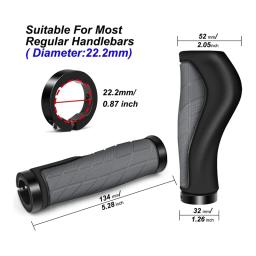 Punhos de bicicleta ergonômicos antiderrapantes, guidão de borracha, Punhos de bicicleta, 22.2mm, E-Bike, Cinza - Image 3