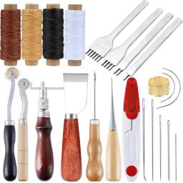 Kaobuy profissional kit de ferramentas de artesanato de couro mão costura punch escultura trabalho sela conjunto acessórios diy conjunto ferramentas - Image 1