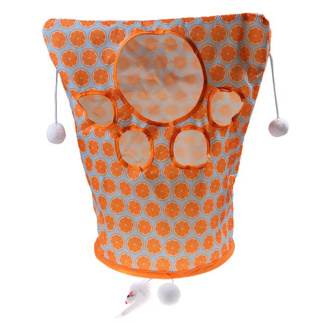 Brinquedo Interativo para Gatos: Túnel com Saco Chocalho e Bola de Pelúcia para Pequenos Animais de Estimação