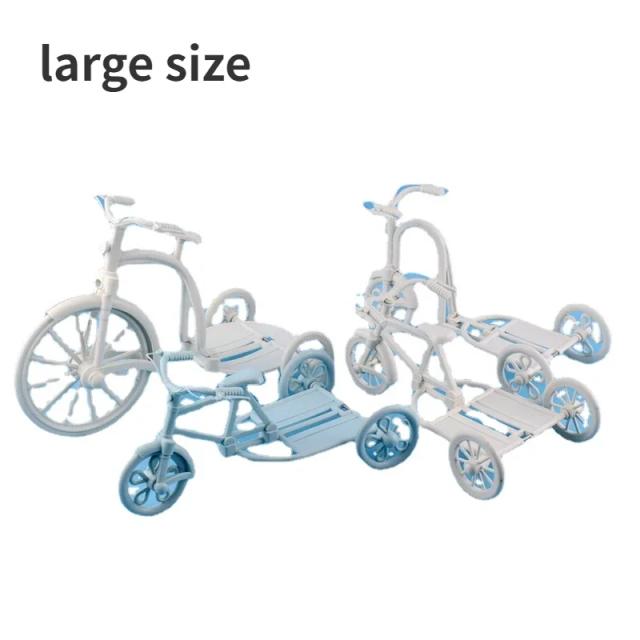 Bicicleta Branca Decorativa com Cesta de Flores para Casamentos e Festas - Design de Triciclo de Plástico e Vaso de Armazenamento