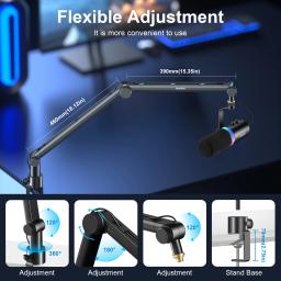 Sinelan microfone boom braço suporte com desktop profissional computador móvel jogo gravação ao vivo cantilever ajustável resistente lm01 - Image 5
