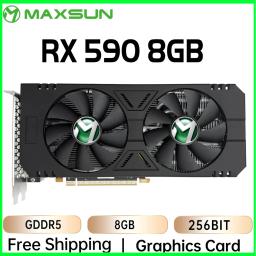 MAXSUN-AMD RX 590 Gaming Placa gráfica, 8GB, GDDR5, 256Bit, PCI Express, 3.0x16, Radeon 8Pin, GPU, Rx590 Series, Novo - Image 1