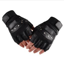 Luvas de couro PU para homens, meio dedo, punk, hip hop, esporte ao ar livre, fitness, bicicleta, ciclismo, academia, legal, S40 - Image 4