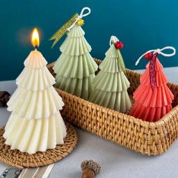 Molde de vela de silicone de pinho geométrico 3d, faça você mesmo, árvore de natal, artesanato, presentes, moldes de resina de sabão aromath, materiais de decoração de casa - Image 1