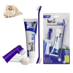 Kit de Controle Tártaro para Animais de Estimação, Cães Contém Creme Dental e Escova, Kit Cuidados Dentais, Pet Limpeza Dentes, 4 Pcs - Image 2