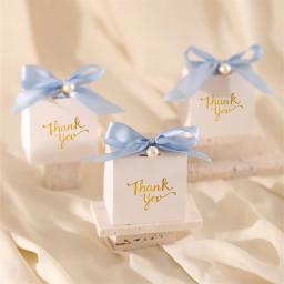 Caixas de presente de papel com etiquetas douradas, incluindo fitas e miçangas, perfeitas para aniversários e casamentos, 10pcs - Image 2