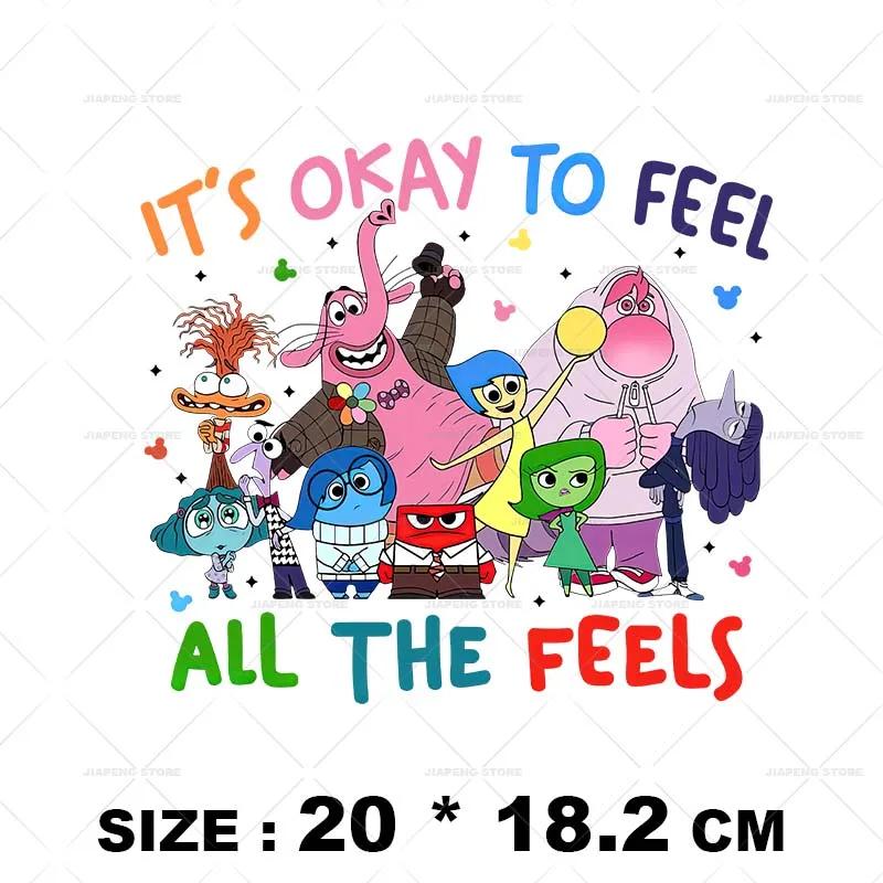 Desenhos animados Heat Transfer Patches, DIY Bags Badge, Kid Decor, Ferro em Transferências para Roupas, Alegria, Smartwatch, Inside Out 2 - Image 1