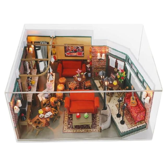 Diy Sheldon Apartment Miniatura Casa de Bonecas com Móveis