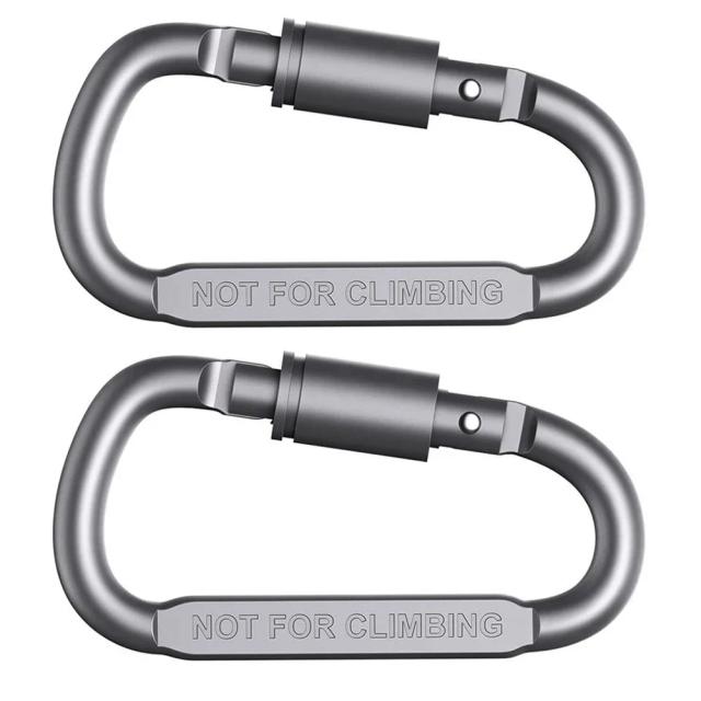 Conjunto de 2 Mosquetões D-Ring de Segurança em Alumínio para Montanhismo, Escalada e Atividades ao Ar Livre