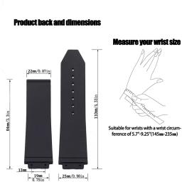 25 × 19mm Silicone Band Para Hublot cinta Big Bang Pulseira Esportes impermeável Sweatproof Rubber Bracelet Watch Acessórios - Image 2