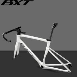 Quadro de bicicleta de estrada de carbono ultraleve BXT, conjunto de quadros de estrada de freio a disco de montagem plana de 140 mm, BB T47, pneu 700Cx32C, novo - Image 5