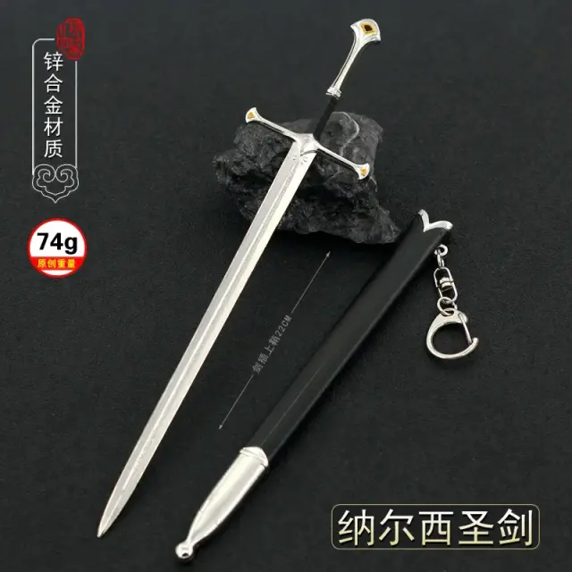 Miniatura de Arma Narthil em Liga, Inspirada em Aragorn II de O Senhor dos Anéis, 22cm, Adereço Cinematográfico