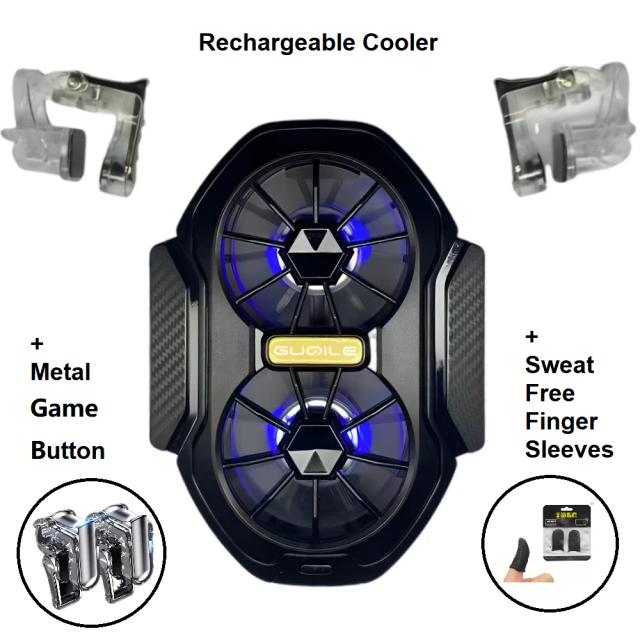 Ventilador Duplo Recarregável Fs01 com Radiador para Celular - Longa Duração, Resfriamento Eficiente e Design de Clipe para Jogos