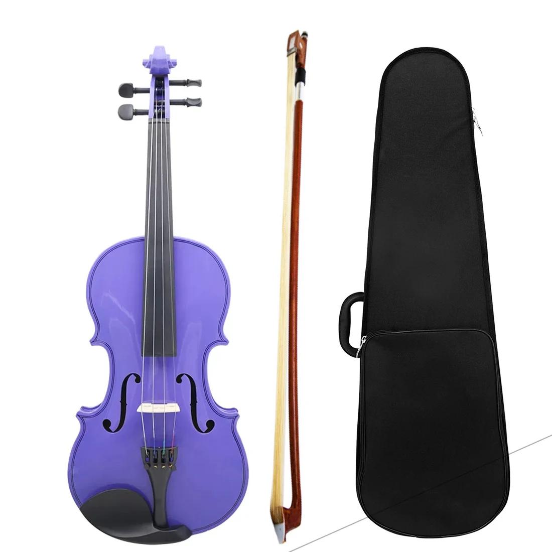 Roxo 4/4 violino iniciantes profissionais violino acústico instrumento de cordas conjunto violino com caso arco acessórios - Image 1