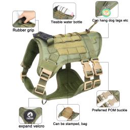 Cão tático arnês de treinamento militar arnês do cão para cães médios grandes pastor alemão nenhuma patrulha tração liberação rápida colete - Image 4