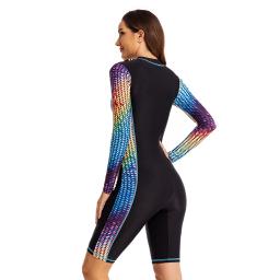 Fato de surf de peça única feminino, manga comprida, estampado bonito, esportes aquáticos, protetor solar, praia, nadar, lancha, roupas de surf, moda - Image 6