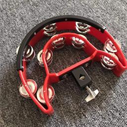 Meia lua hi-hat pandeiro montável base de plástico pandeiro com dupla fileira de aço jingle handheld percussão dropshipping - Image 3