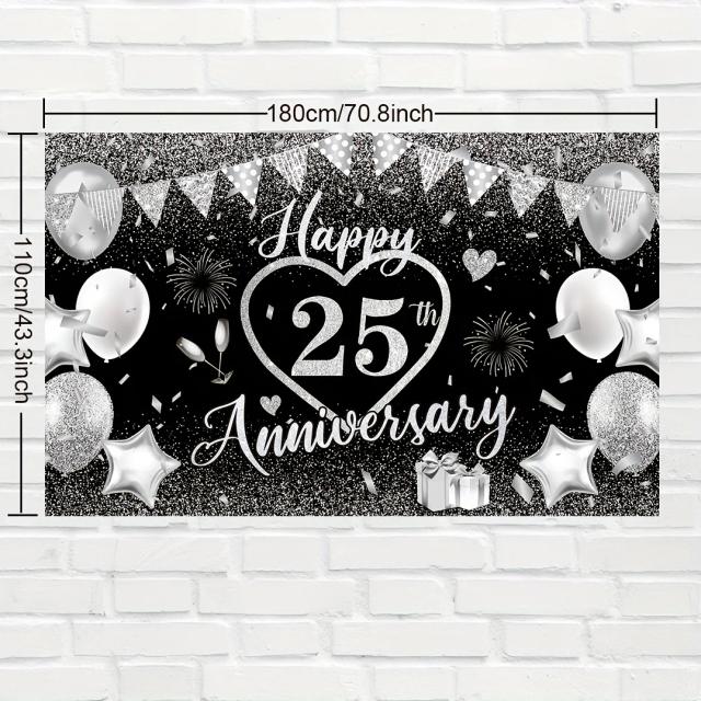 Banner Multiuso para Festa de Prata de 25 Anos - Decoração Ideal para Casamentos, Quartos e Jardins