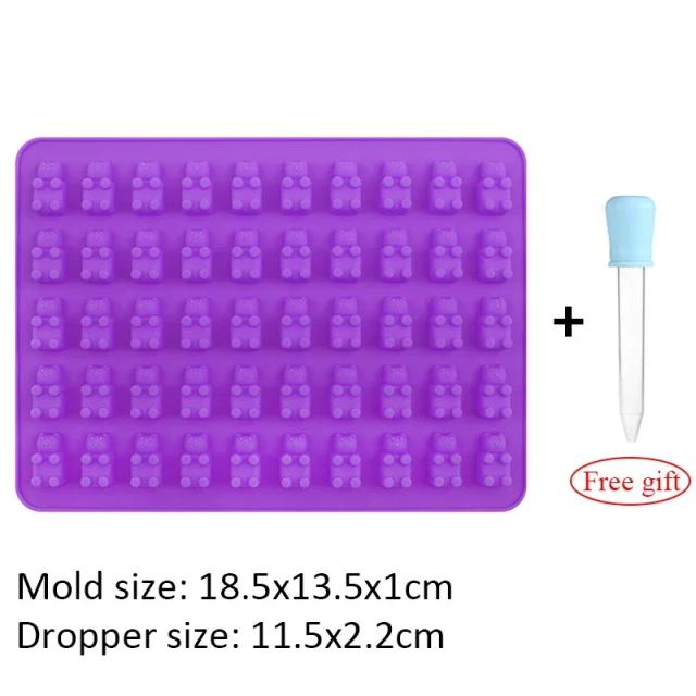 Molde de Silicone Urso de Goma 50 Grades com Conta-gotas