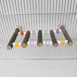 Pássaro de madeira Swing Ladder Toy Roedor Stand Holder Corda de Escalada de Papagaio Escada de Rato para Calopsitas Conures Pet Supplies - Image 5
