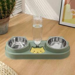 Cute Pet Food Utensílios, alimentação e tigela de água para gato e cachorro, garrafa, Hit Color Belt, 3 em 1, novo - Image 2