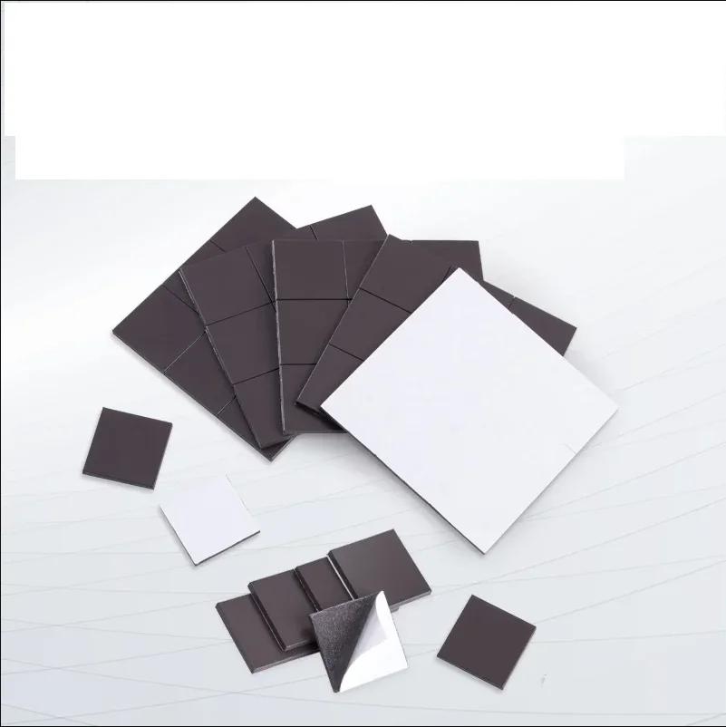 30pcs auto-adesivo magnético quadrado borracha flexível ímãs pegajosos disco para artesanato passatempo e geladeira - Image 1