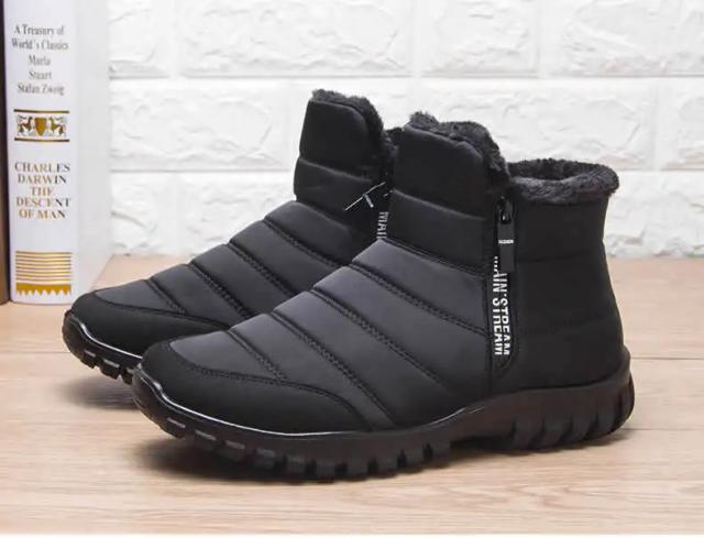 Tênis Masculino Algodão Quente Zíper Botas de Neve Casuais à Prova d'água