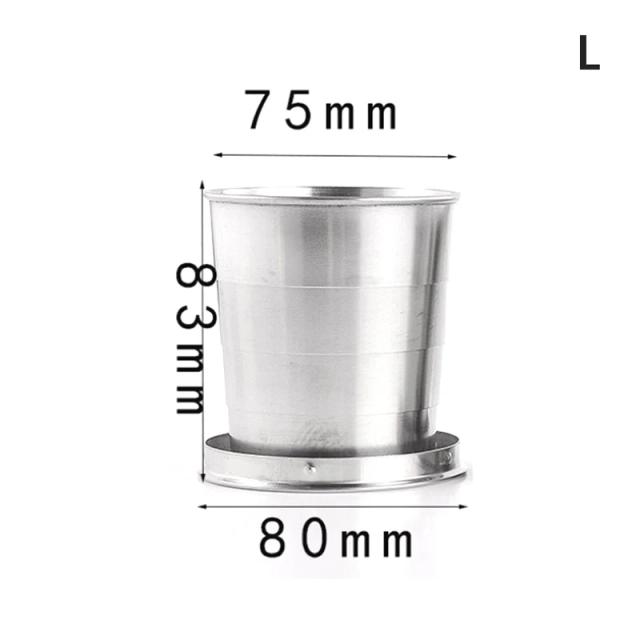 Copo Dobrável de Aço Inoxidável com Chaveiro, Portátil e Retrátil, Opções de 75ml, 150ml e 250ml