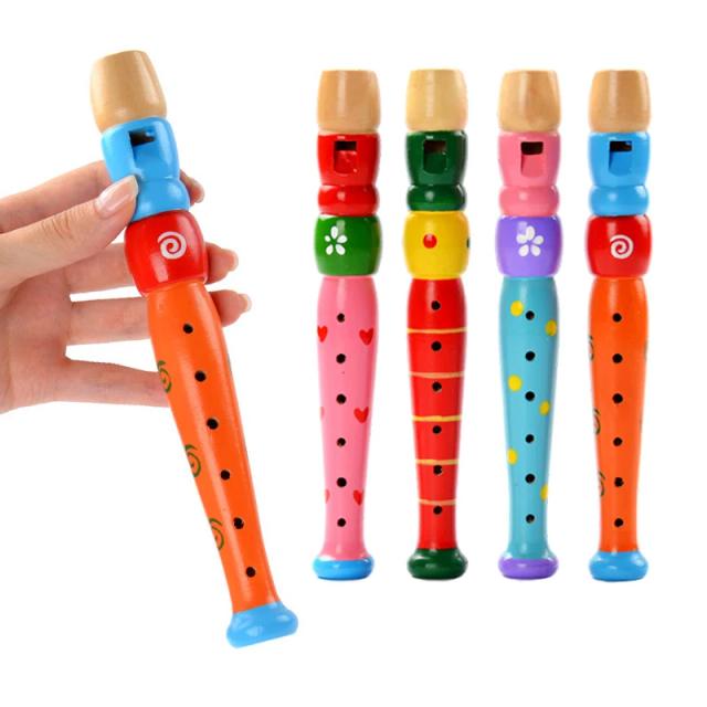 Flauta de Madeira Pequenina para Crianças - Aprendizado Musical Colorido e Brincadeiras Educativas