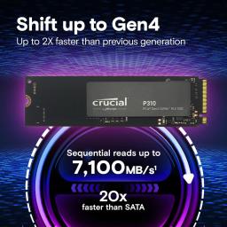 Crucial P310 1 TB 2 TB 2280 PCIe Gen4 3D NAND NVMe M.2 SSD – até 7,100 MB/s, unidade de estado sólido interna (PC) (PACOTE OEM) - Image 2