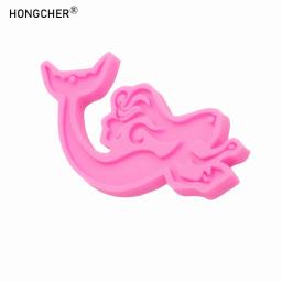 Espelho brilhante sereia resina epóxi jóias colar pingente molde de gotejamento diy bolo de chocolate sobremesa decoração moldes de silicone - Image 5