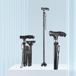 Bastão Dobrável de Alumínio com Luz, Bastões Retráteis, Trekking Poles para Velho, Muletas Elegantes para os Idosos, Vovô - Image 6