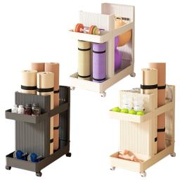 Rack de armazenamento para equipamentos de fitness, Carrinho com rodas, Equipamentos esportivos, Cesta do carrinho, Yoga Mat, Organizador de ginástica - Image 1