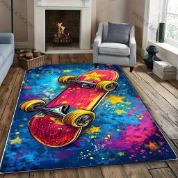 17 estilos legal skate impressão grande área tapete, casa sala de estar crianças quarto decoração tapetes crianças jogar antiderrapante tapete presente - Image 5